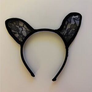 Vintage Black Lace Cat Ear Headband